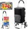 SADOMAIN Einkaufstrolley mit Kühlfach und Sackkarren-Funktion - Faltbarer Einkaufswagen mit Treppensteiger - abnehmbare Tasche - Klappbar - Max. Belastbarkeit 75 kg (Black)