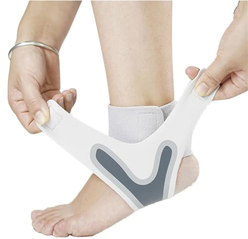 Ankle Brace Support Sleeves, 1 Pair Adjustable Elastic Sports Ankle Brace Sleeves, Ankle Fixation Bandage for Relieve Pain Exercise Arthritis Metatarsal Fasciitis Arch Support Basketball (White, M)