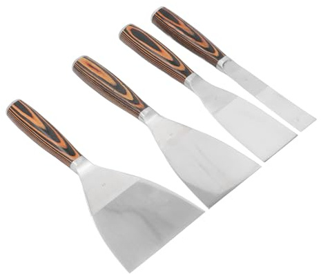4-teiliges Spachtelschaber-Set,2,5 Cm, 5,1 Cm, 7,6 Cm, 10,2 Cm Edelstahl Spachtelschaber Gipsspachtelschaber mit Holzgriff Zum Reparieren von Trockenbauwänden Entfernen von Tapeten