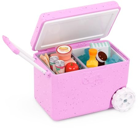 Our Generation - OG Camping Cooler - 18-Inch Doll Accessories - Rolling Cooler with Wheels - Pretend Food Toy - Imaginative Play - Kids 3 Years & Older