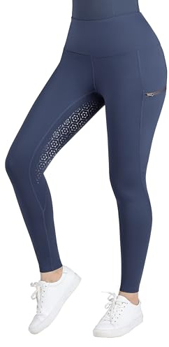 Harrison Howard Reithose für Mädchen, Vollsitzhose, mit Stickerei an den Seitentaschen, sicherer Reißverschluss, Reithose, Marineblau, S