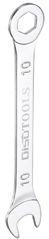 QUARKZMAN Chiave Combinata Sottile Metrica da 10 mm a 6 Punti, Estremità Scatola 15 Gradi Offset Estremità Aperta Acciaio Cromato Cr-V, Argento