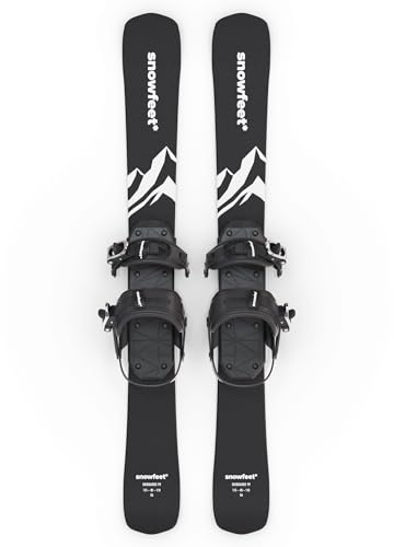 Short Skis for Snow | 99 cm | Skiblades Snowblades Skiboards Little Short Skis | Snowfeet* (BLACK | SNOWBOARD BINDINGS)