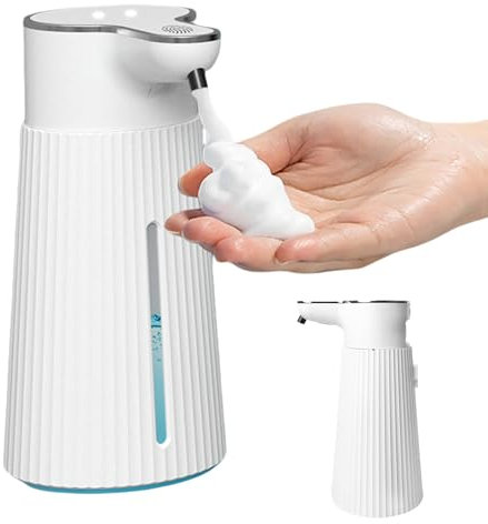 Dispenser di sapone automatico, distributore automatico di sapone da parete, ricarica USB-C dispenser di sapone a parete con sensore a infrarossi, dispenser di sapone da bagno, senza foratura, per