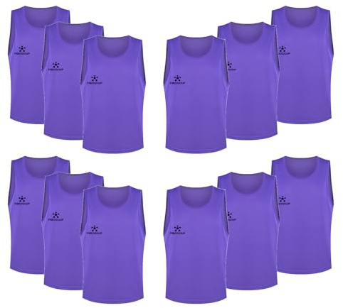 FIBOGOUP Fußball Trainingsweste,Fussball Leibchen Kinder Erwachsene,Fussballtraining Zubehör,Westen fürs Teamtraining(Violett L)