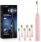 Sonic Electric Toothbrush for Adults and Kids - Sonic Toothbrushes with 6 Brush Heads, 4 Modes, 42000 VPM Deep Clean Electric Toothbrush 3-Hour Charge for 120 Days, 2 Minutes Smart Timer(Pink)