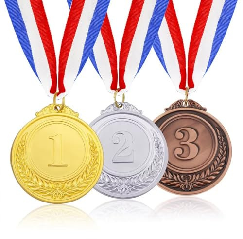 OUDQFCJ Médailles en Métal,Médaille,Récompenses Gagnantes,Médaille en Métal avec Ruban,Médailles des Gagnants,Médailles Universelles,Médailles Numériques en Métal avec Bord Rond