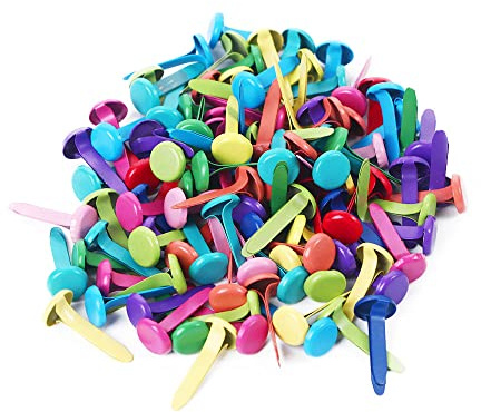 100 piezas de sujetadores de papel, mini clavos, sujetadores de papel de metal de colores surtidos, cierres de papel redondos para manualidades de álbumes de recortes (multicolor)