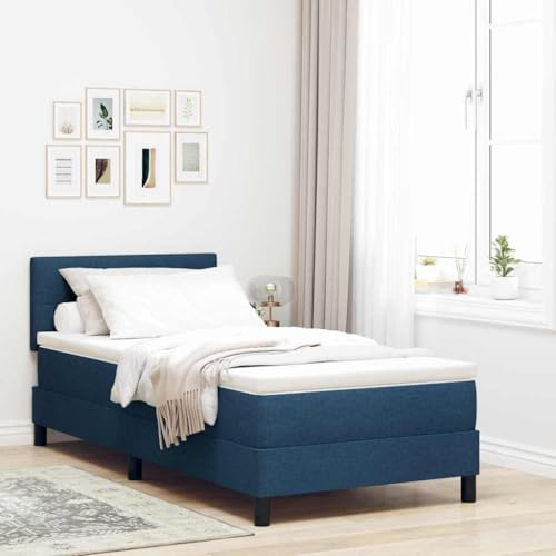 SKM Lit boxspring avec Matelas avec Matelas Bleu 90 x 190 cm Tissu,Meubles,Lits & Accessoires,Lits & Cadres de lit,Bleu,41.48KG,3338656