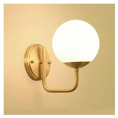 Vägglampa I Mässing För Badrum I Mitten Av Århundradet, Modern Glasskärm, Vägglampa För Sovrum, 1 Ljuskälla, E14/E12-Sockel, Vardagsrumsvägglampa För Gång, Balkong, Badrumsskåp