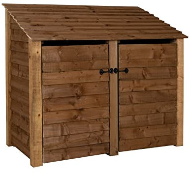 Arbor Garden Solutions Wooden Log Store 4Ft With Doors (W-146cm, H-126cm, D-88cm), brown finish (Without kindling shelf)