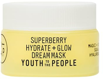 Youth To The People Superberry Dream Mask Travel - Hyaluronic Acid + Vitamin C Face Moisturizer + Overnight Facial Mask, Hydrates + Plumps + Brightens Skin, Evens Skin Tone, For Dry Skin - 0.5 fl oz