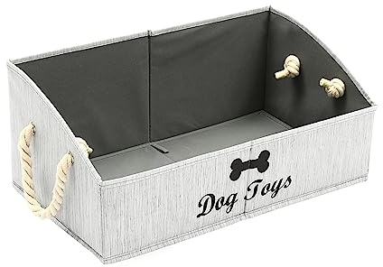 Morezi Boîte à jouets pour animaux de compagnie en toile, très appropriée pour organiser des jouets pour chiens et des fournitures pour animaux de compagnie–Gris