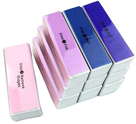 4 Way Nail Buffer Block,Lima, liscia, lucidante per unghie, spugnetta smeriglio per nail art, lucidatura, mini manicure, strumento per pedicure, per donne e donne (colore casuale, 10 pezzi)