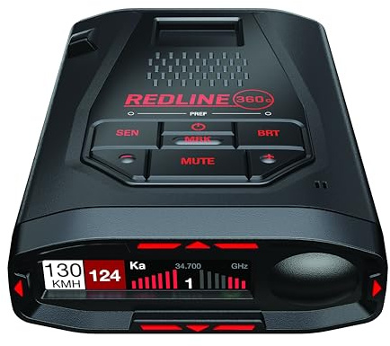 ESCORT Redline360c International Laser Radar Detector for Cars – Extreme Range Speed Camera Detector with Built-in Wi-Fi and GPS, AI Filtering, 360 Degree Directional Awareness and Drive Smarter App