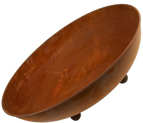 Rostikal Cortenstahl Pflanzschale 53 cm, Dekoschale aus Metall auf Kugelfüßen, Gartendeko für draußen wetterfest, Blumenschale Rost Vintage für Garten, Balkon und Terrasse,