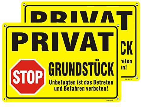 Goodvia Privatgrundstück Schild Metall Reflektierend 30×20 cm, 2 Stück Schild Privatgrundstück Betreten Verboten Alu Warnschild Privatgrundstück Betreten und Befahren Verboten