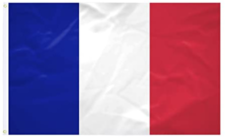 Bandera de Francia – 60 x 90 cm – Bandera francesa – Tejido reforzado – Costura duradera – Colores vivos – Bandera exterior interior – ojales integrados – Bandera nacional
