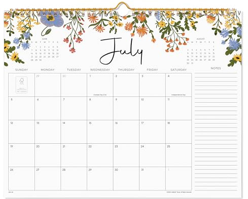 2026 Calendar, Cabbrix Wall Calendar 2026, 18 Months Calendar Runs From July 2026 - December 2027, 15 x 12, Twin-Wire Binding, Hanging Hook, Floral Design