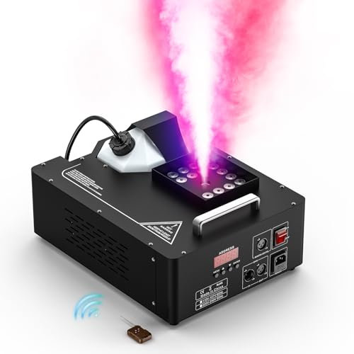 Máquina de Humo 1500W con 24 LED luces RGB Efectos Máquina de Niebla con remotos Inalámbrico Fog Machine Portátil para Fiesta Navidad Escenario Discoteca DJ Boda Halloween