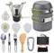 Dreamhigh® Léger Ustensiles De Cuisine De Camping, Kit de 14 Ustensiles Légers et Compacts, Gamelle Camping avec Réchaud Pliant, Réchaud de Bivouac, Idéal pour Les Pique-Niques et Les Randonnées