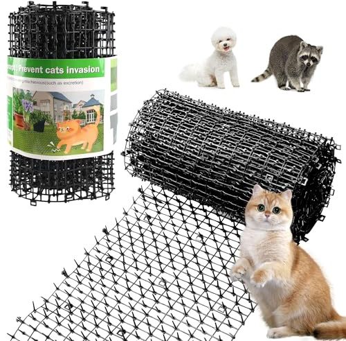 Kokmeya Tapis répulsif pour animaux de compagnie, noir, 2 m avec 8 piquets de sol, 8 attaches zippées, tapis répulsif pour chats avec pointes douces pour jardin/jardin, tapis dissuasif pour chiens et