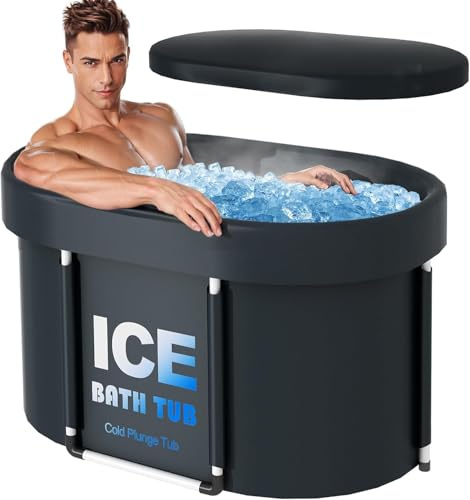 Baignoire à glace pour adultes, bac à glace avec couvercle pour athlètes, baignoire pour la récupération de thérapie froide, 105 cm de long