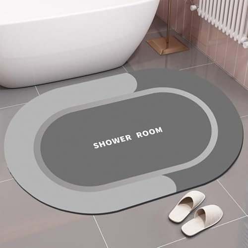 Magic Mat,Absorbent Bath Mats Non Slip Anti Mould 40 * 60 cm, Quick Dry Magic Bathroom Floor Mats,for Bathroom Floor Fit Under Door,Shower Rug for Bathtub (Gray)