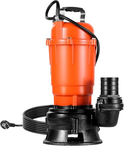 VEVOR Pompa Sommergibile per Acque Reflue 550 W, 18000 L/H, in Ghisa, Sollevamento Massimo di 10 m, Drenaggio di Acqua Sporca e Pulita per Prosciugare Piscine, Giardino Seminterrato