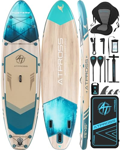 11'6x35 Inflatable Stand Up Paddle Board 450LBS Weight Capacity Extra Wide Non-Slip Stable Deck Adult SUP with Kayak Seat, Premium Accessories Kit & Backpack – for Yoga, Fishing, Surf