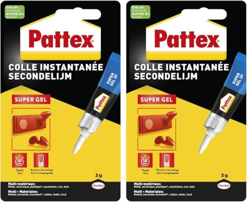 Pattex Colle forte instantanée formule gel- tube de 3gr, Transparente (Lot de 2)