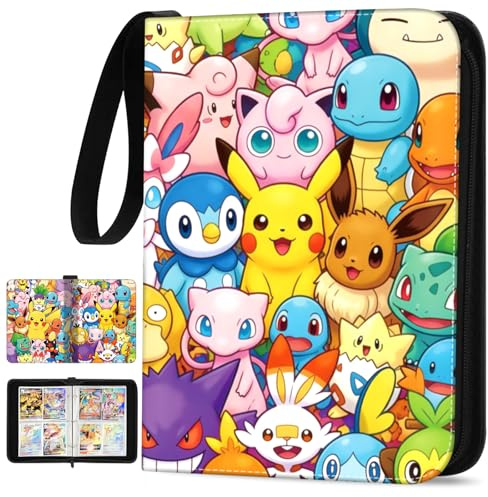 Álbum para cartas coleccionables, álbum de 4 bolsillos de cuero PU, álbum para cartas con capacidad para 400 cartas, 50 páginas, impermeable, carpeta para tarjetas, libro organizador, funda para