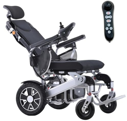 Silla de ruedas eléctrica plegable ligera con respaldo ajustable mando a distancia, ancho del asiento 47 cm, modelo J26R
