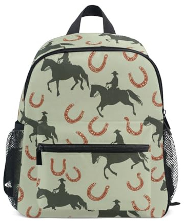 Kcldeci Sac à dos pour tout-petits filles garçons cowboy western cheval élémentaire maternelle enfants école maternelle sac à livres S-M, Western Cowboy Cheval d'équitation, S, Sac à dos daypack
