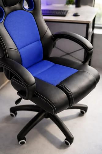 Regalos Miguel - Silla Gaming Pro Azul y Negra - Máxima Ergonomía - Ideal para sesiones de Gaming