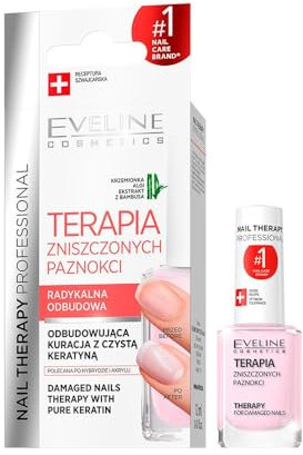 Eveline Cosmetics Nail Therapy Professional - Trattamento Avanzato per Riparazione Unghie, 12ml - Rinforza e Rigenera con Formula PowerNail H+K