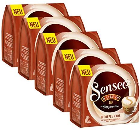 Senseo Lot de 5 Packs de 8 dosettes à café aromatiques pour Cappuccino Baileys