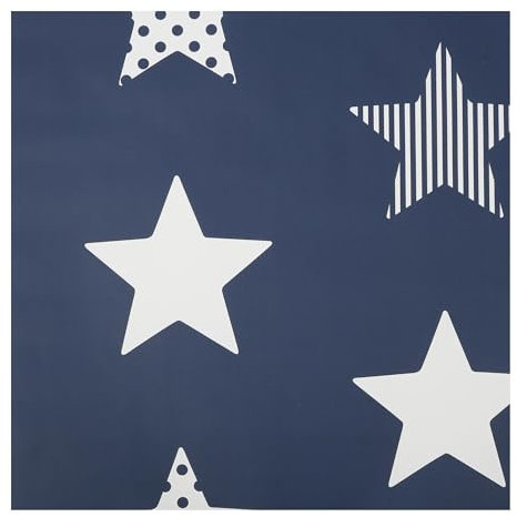 Superfresco Easy Navy Superstar Wallpaper - Paste the wall - Navy Blue & White Wallpaper - Plain Dotty & Stripe Star Design - Feature or 4 wall design - Cover for small cracks