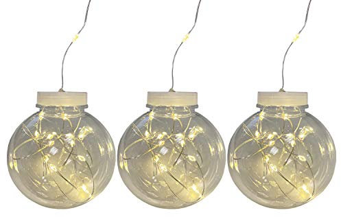 Mojawo 3er Set LED Dekokugel Glühbirne Lichtkugel Kugellampe Batterie betrieben Ø8cm 20 warmweiße LED