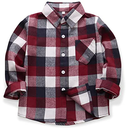 Aeslech - Camicia a quadri in flanella con bottoni per uomo e ragazzi, camicia coordinata padre-figlio, 12-13 Anni
