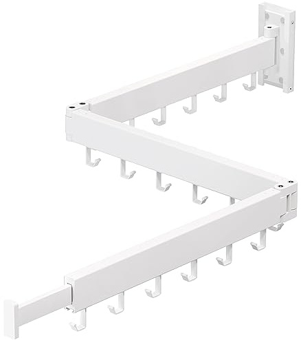 ZdwCyl Clothes Drying Rack,Laundry Space Saver Wall Mounted,Retractable,Collapsible(Tri-Fold), White Color Rack Clothing
