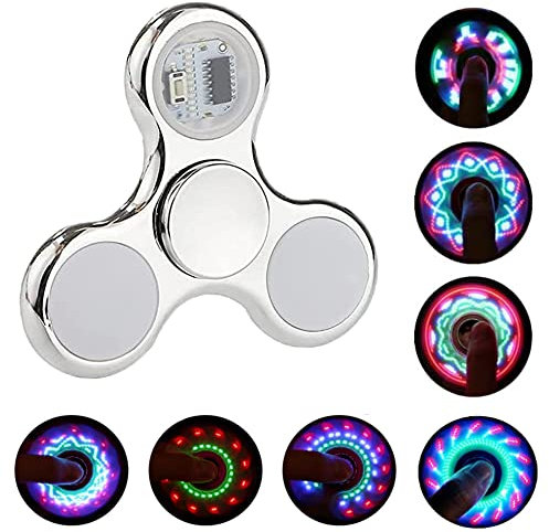 Yeefunjoy Led Light Fidget Toy, Glühen Hand-Fidget-Spielzeug, Hochgeschwindigkeit Stressabbau Spielzeug, Anti-Stress Fidget Toy Geschenk für Kinder Erwachsene ADHD (Silber)