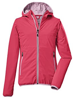 killtec Girl's Chaqueta funcional de 2 capas/chaqueta de exterior con capucha, plegable KOS 229 GRLS JCKT, pink, 140, 39647-000