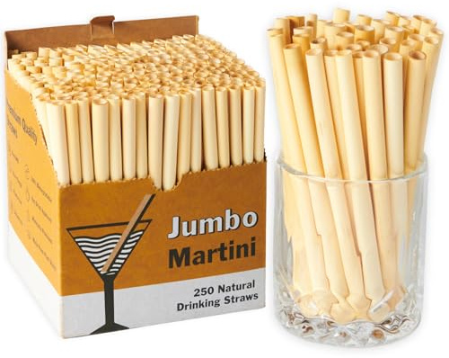 Hay Straws 6 inch Compostable Drinking Straw Eco Friendly, 250 Count Biodegradable Straw, Disposable for Lowball Drinks, Cocktails, Sturdy Plant-Stem Straws, No Paper, Plastic-Free (6.5–8.5mm)