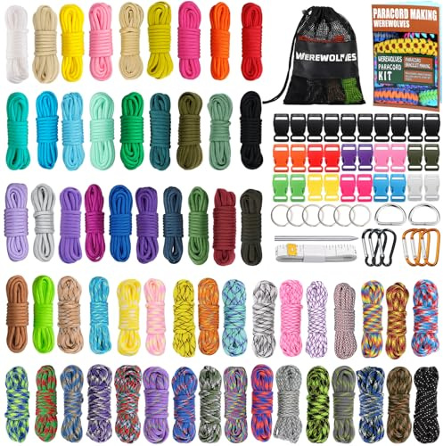 WEREWOLVES 60 Colors 550 Paracord Kits, 10ft Ropes Craft Kit