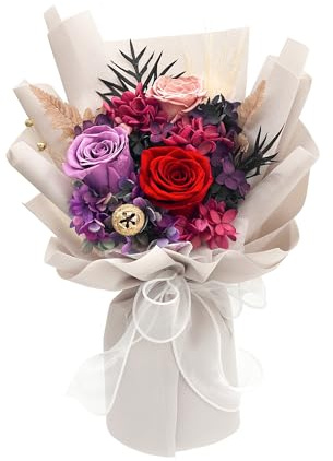 QOEAZY Flowers for Delivery, Preserved Flowers Bouquet with Gift Box, Rose Gifts for Women Mom Grandma