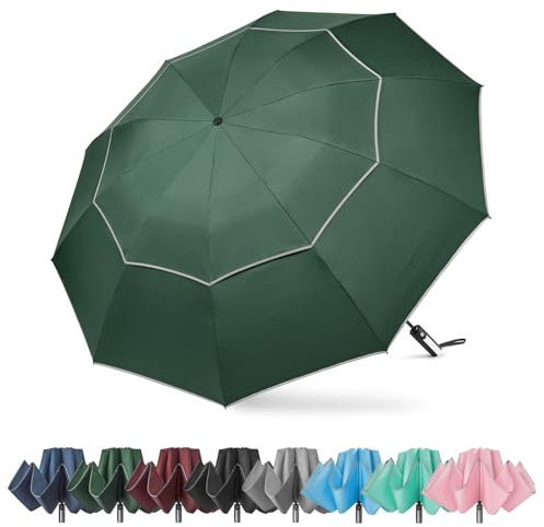 G4Free 54/62 Inch Großer Taschenschirm & Golfschirm, Doppelter Baldachin,10 Rippen,Faltbarer Windfester Regenschirm Automatisches Öffnen und Schließen,Kompakter Reise-Regenschirm