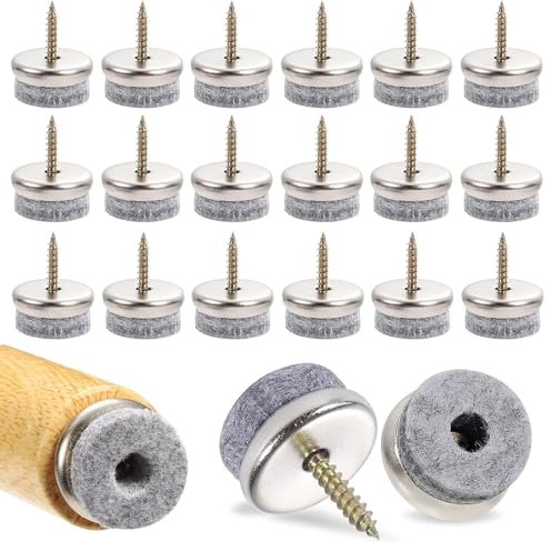 Deslizadores con Clavo Redondos, 20 Tornillos Clavo de Almohadilla de Mueble, Almohadillas de Fieltro para de Silla, 20mm Deslizadores de Fieltro para Muebles, sillas, laminados(Gris)