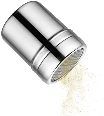 a- Powder Shaker with Lid | Stainless Steel Duster Sifter | Powder Sugar Shaker | Metal Dredge Shaker | Flour Sifter for Cinnamon Icing Sugar Powder Salt Cocoa Spices Flour