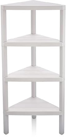 DIVCHI 4 Tier Corner Shelf Triangle Space-Saving Freestanding Shelving Unit | Storage Shelves | Display Rack | Bookcase | Kitchen Stand | Living Room Organiser | Bedroom Bookshelf (White)